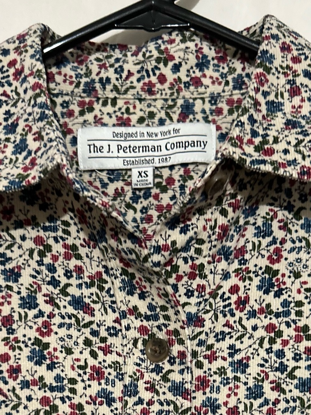 Vintage The J. Peterman Company Ditsy Floral Pinwale Corduroy Shirt Womens XS